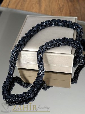  Масивен черен ланец 60 см, с римска плетка, широк 0,9 см, хипоалергенна стомана с оксидирано покритие- ML1838